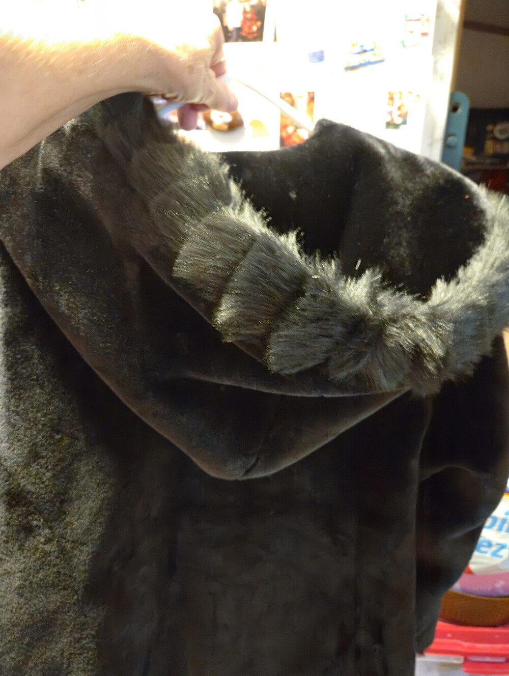 Classic Black Faux Fur Hooded Coat - Women's Jacket Beautiful Brand New W/ Tags